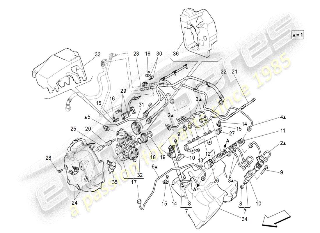 a part diagram from the maserati ghibli (2017 onwards) parts catalogue