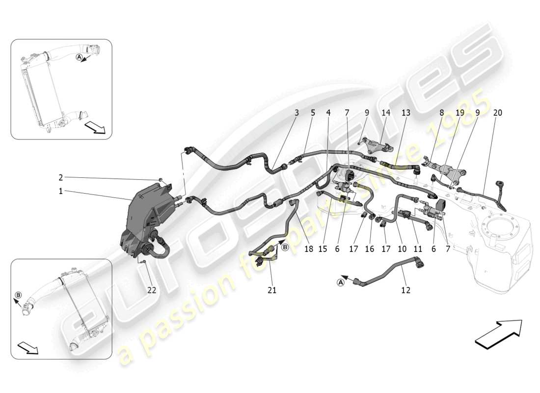 a part diagram from the maserati mc20 parts catalogue
