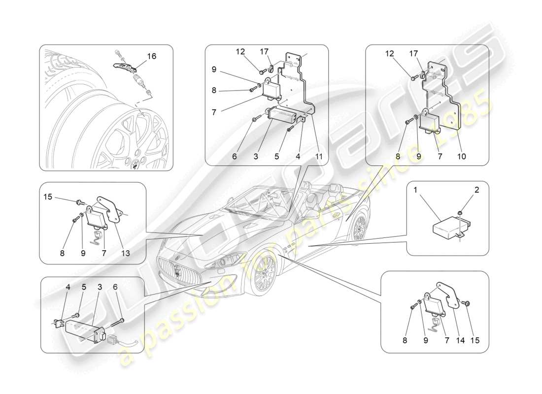 a part diagram from the maserati grancabrio parts catalogue