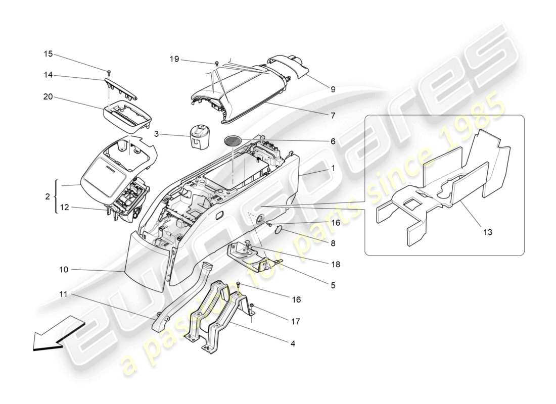 a part diagram from the maserati quattroporte m156 (2017 onwards) parts catalogue