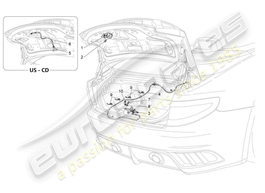 a part diagram from the maserati grancabrio parts catalogue