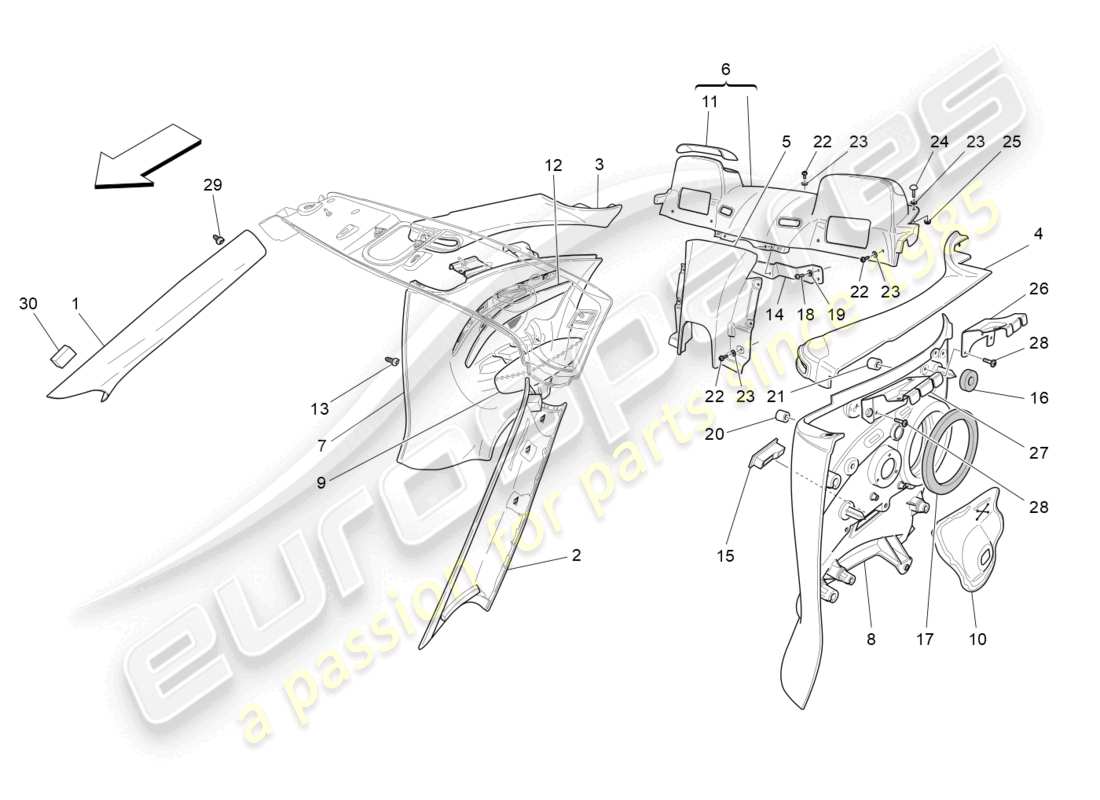 a part diagram from the maserati grancabrio parts catalogue