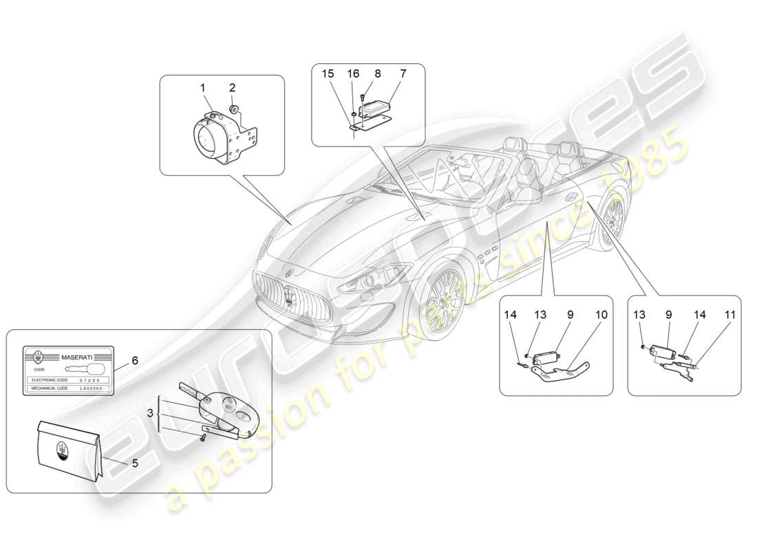 a part diagram from the maserati grancabrio mc (2013) parts catalogue