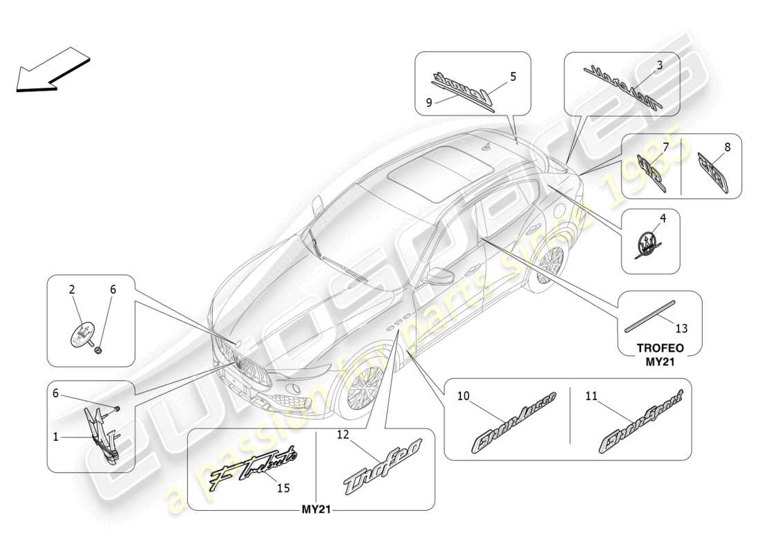 a part diagram from the maserati levante (2020) parts catalogue