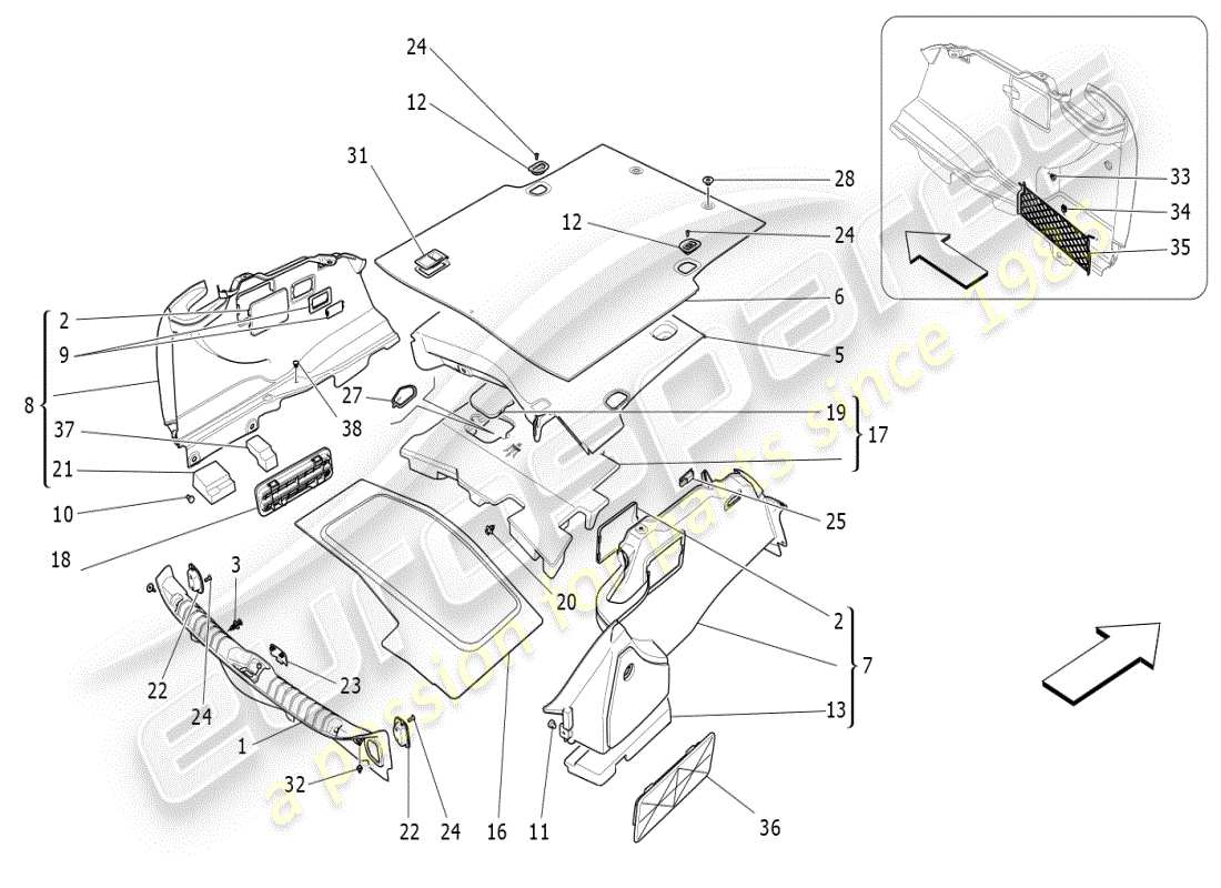 a part diagram from the maserati ghibli (2021) parts catalogue
