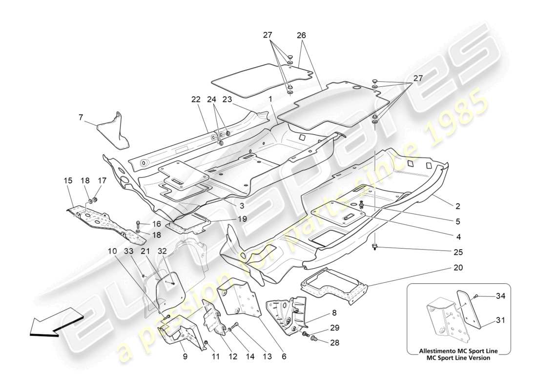 a part diagram from the maserati granturismo mc stradale (2012) parts catalogue