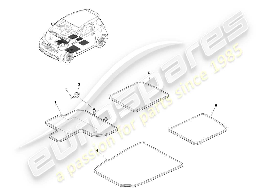 a part diagram from the aston martin cygnet parts catalogue