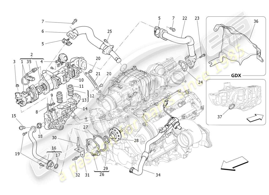 a part diagram from the maserati ghibli (2015) parts catalogue