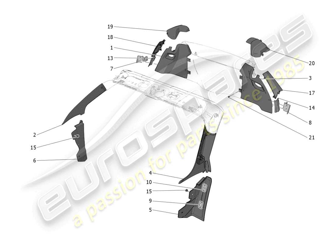 a part diagram from the maserati mc20 cielo (2023) parts catalogue
