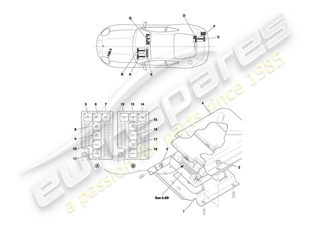 a part diagram from the aston martin db7 vantage (2003) parts catalogue