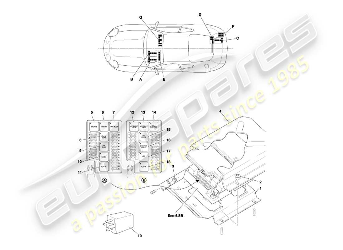 a part diagram from the aston martin db7 parts catalogue