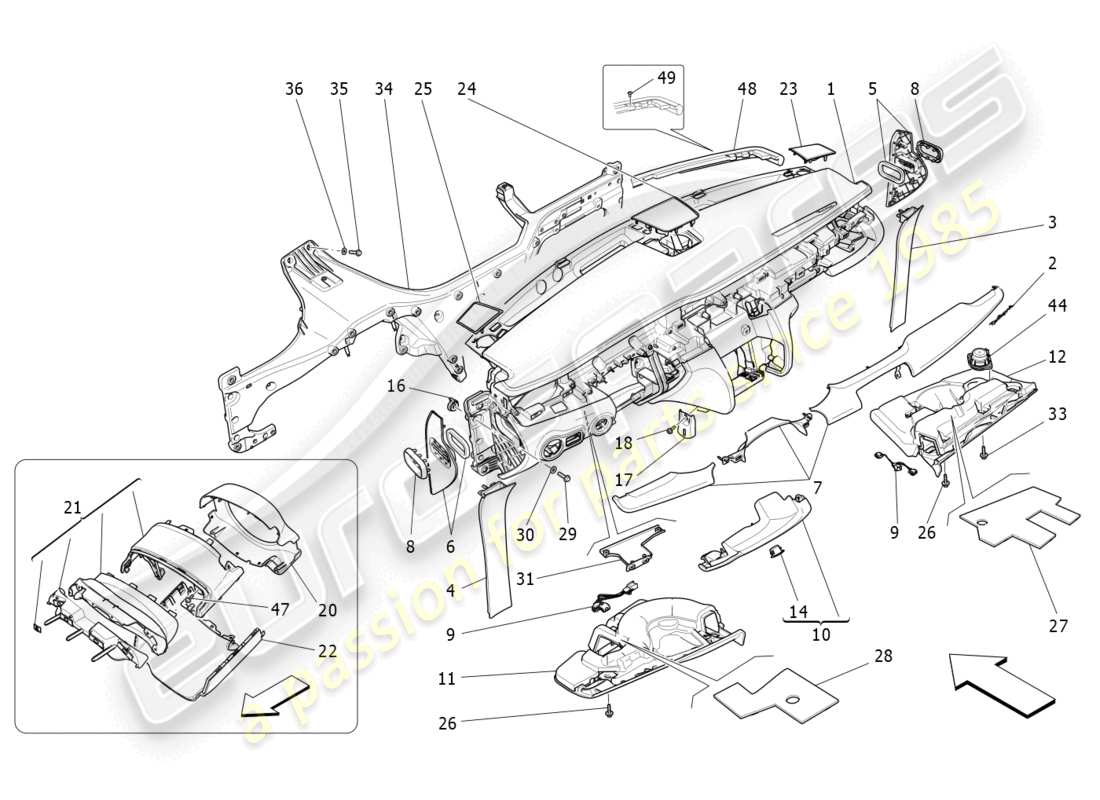 a part diagram from the maserati quattroporte (2018) parts catalogue