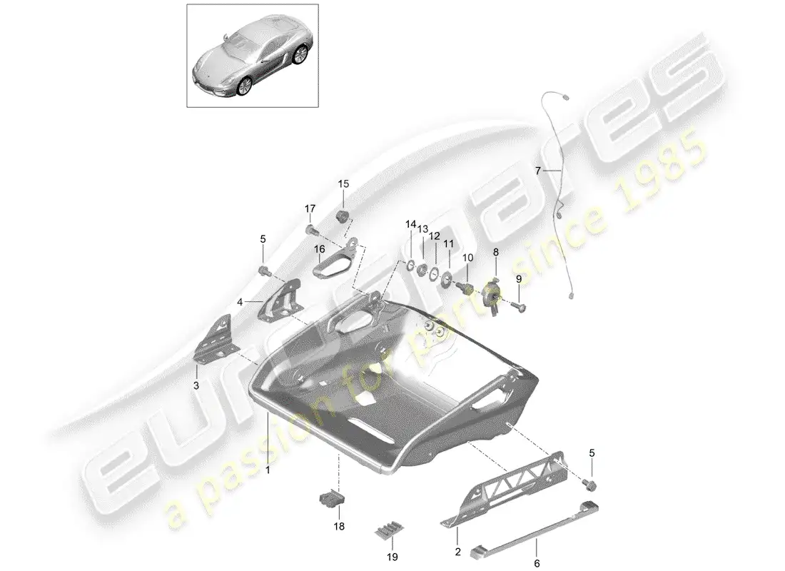 porsche 2016 (981 cayman) seat parts diagram