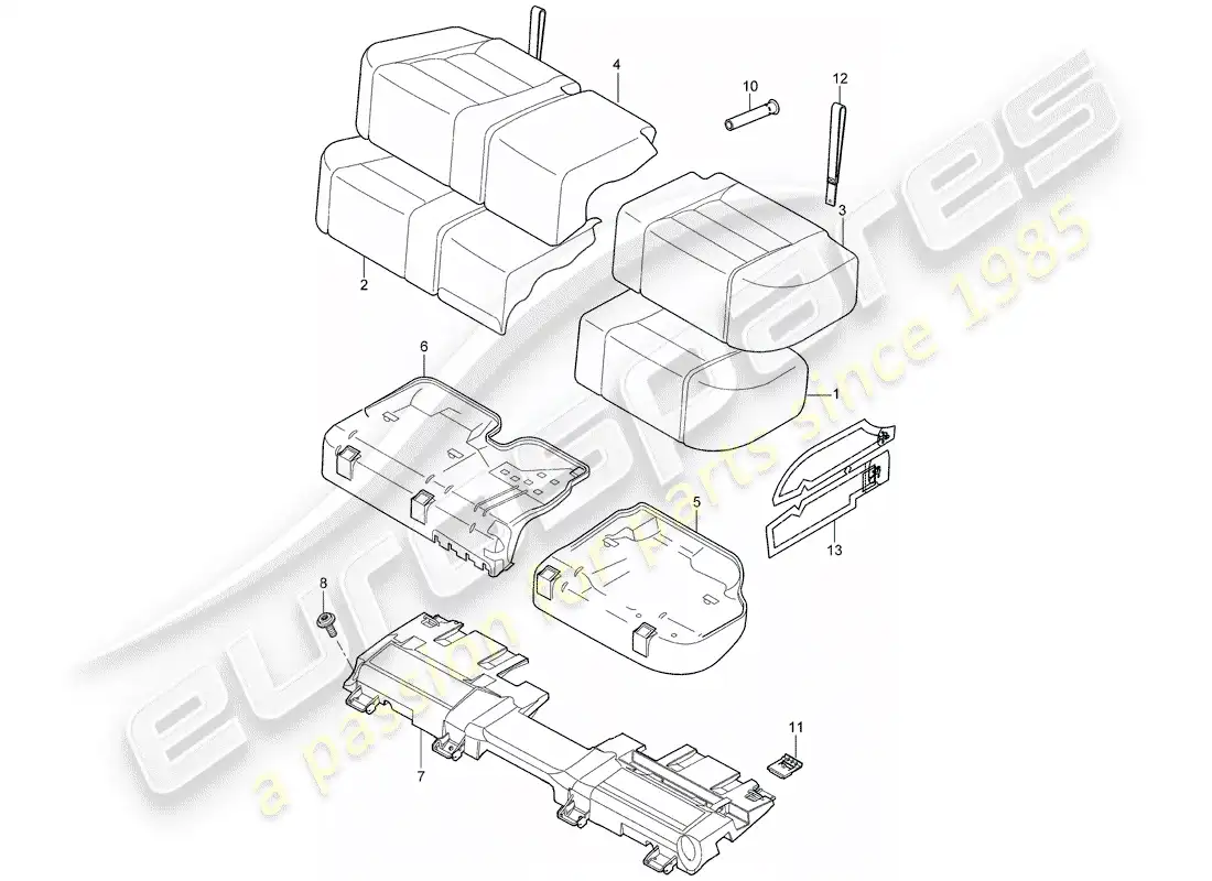 porsche 2010 (cayenne e1 9pa) seat parts diagram