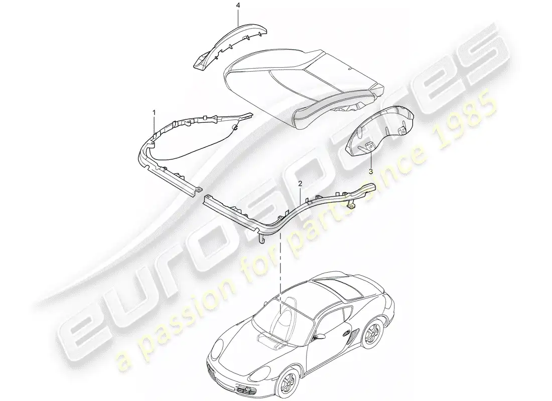 porsche 2008 (987 cayman) cushion carrier parts diagram