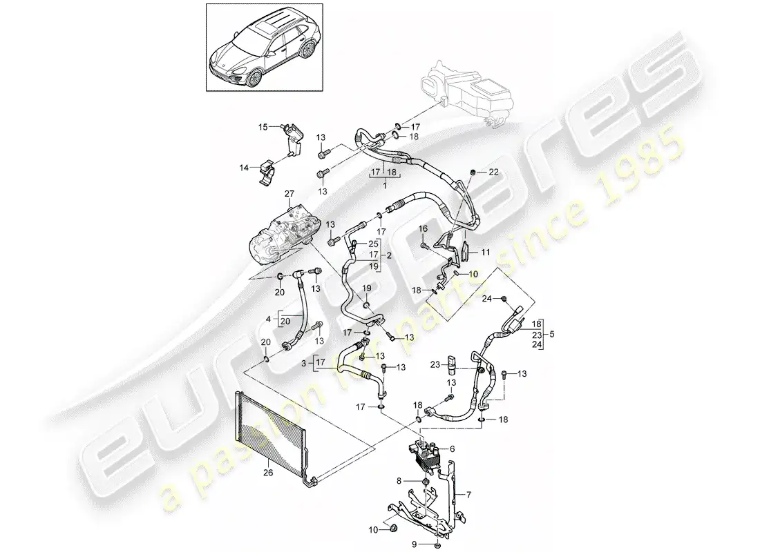 porsche 2016 (cayenne e2 92a) refrigerant circuit parts diagram