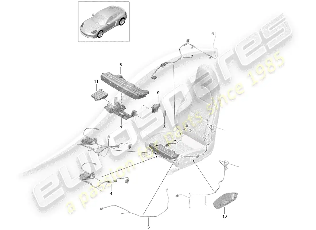 porsche 2019 (718 cayman) wiring harnesses parts diagram