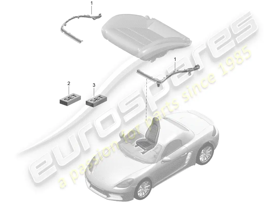 porsche 2020 (718 boxster) padding for seat parts diagram