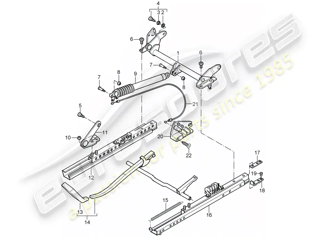 porsche 2004 (996 gt3) seat frame - sports seat - for vehicles with seat height - adjustment parts diagram