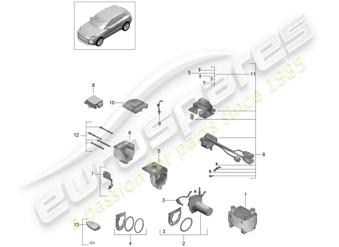 porsche 2019 (macan) additional heater parts diagram