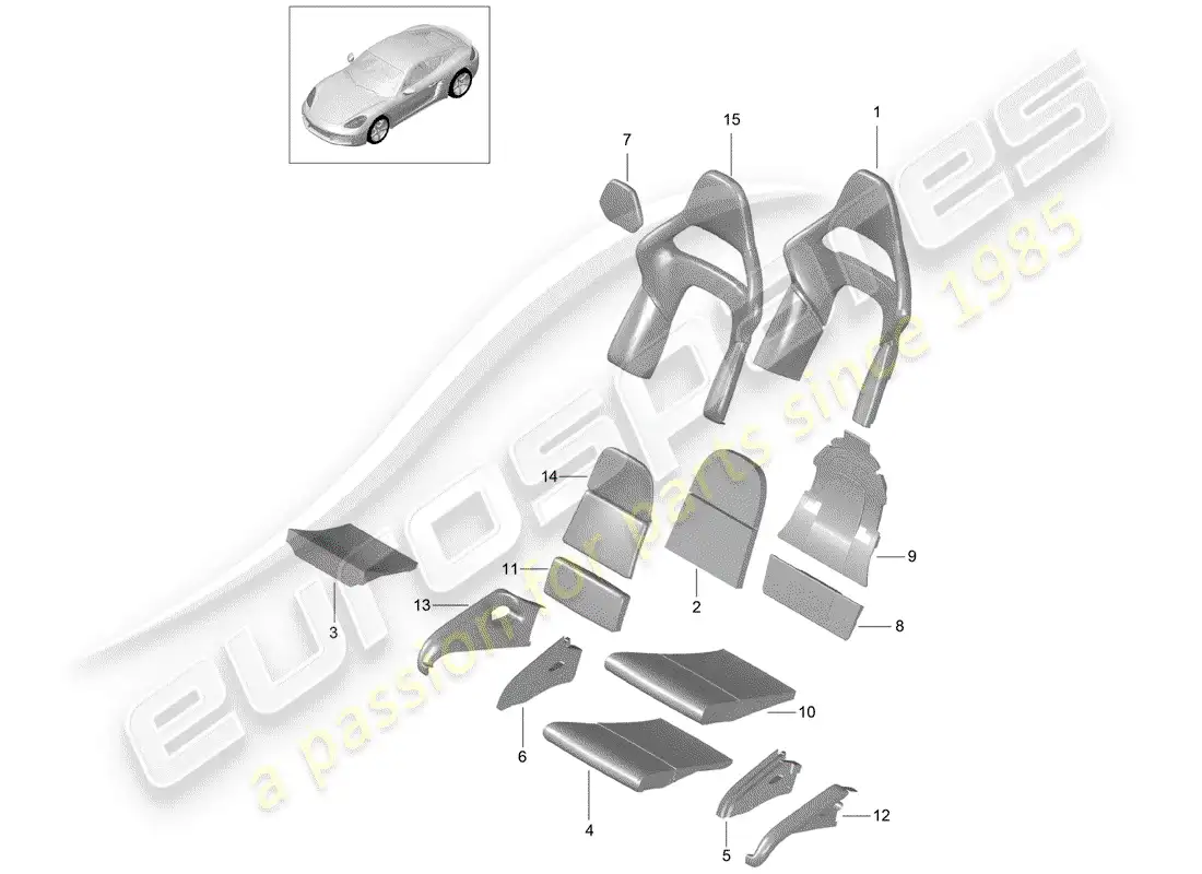 porsche 2019 (718 cayman) foam part parts diagram