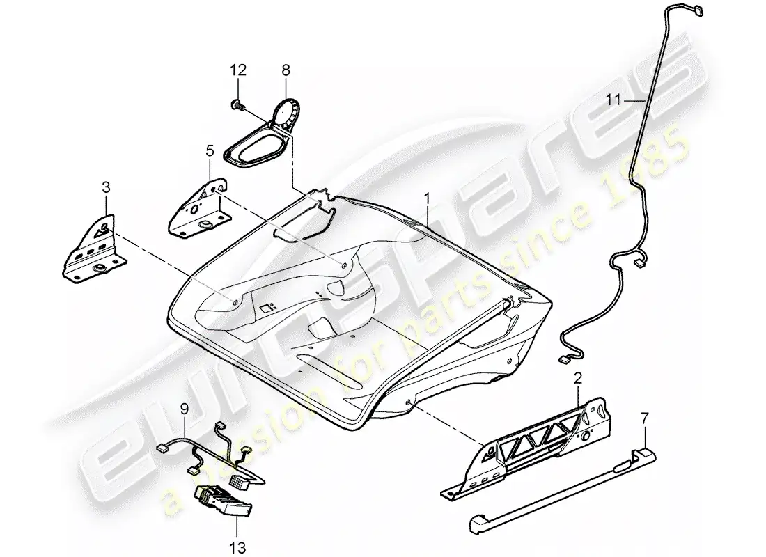 porsche 2007 (997-1 turbo / gt2) seat parts diagram