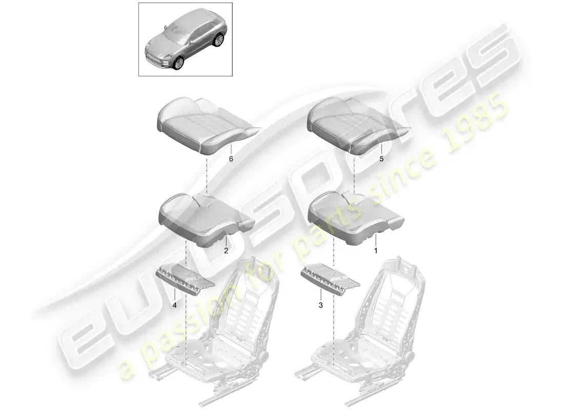 porsche 2020 (macan) foam part part diagram