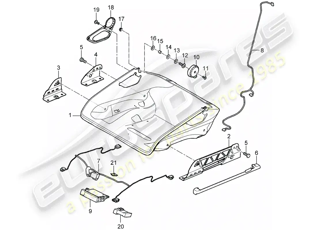 porsche 2011 (997-2 gt3) seat parts diagram