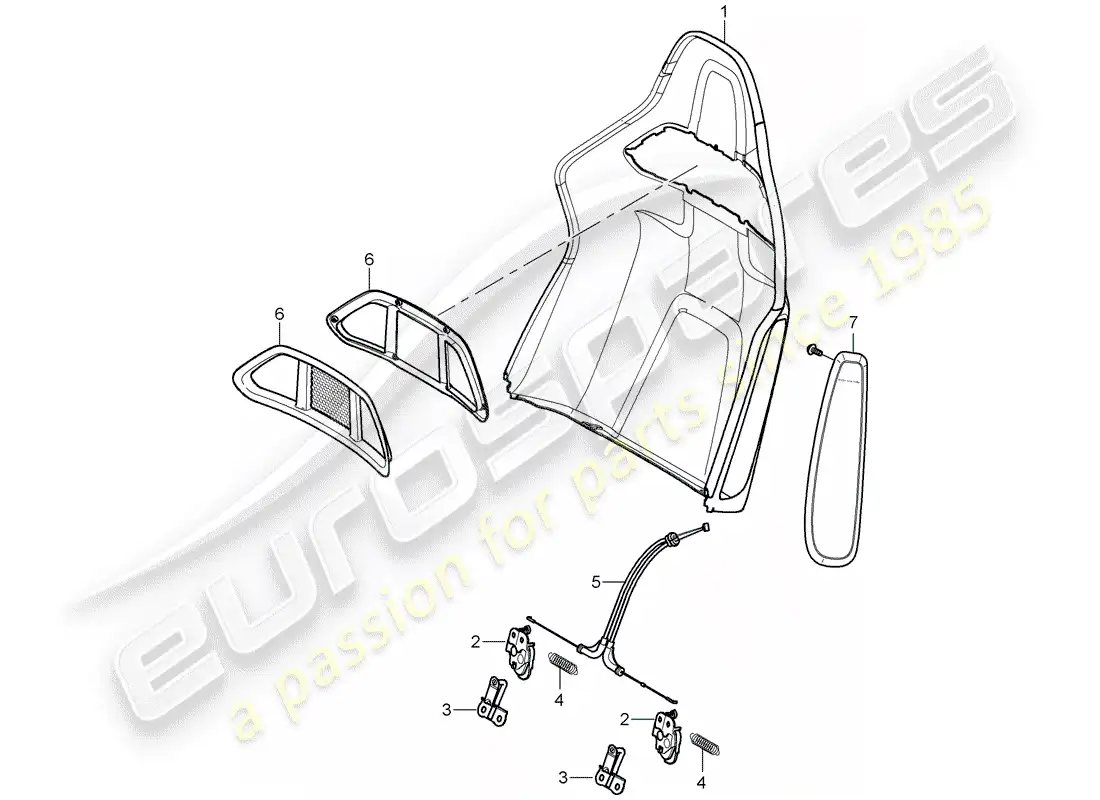 porsche 2011 (997-2 gt3) backrest shell parts diagram