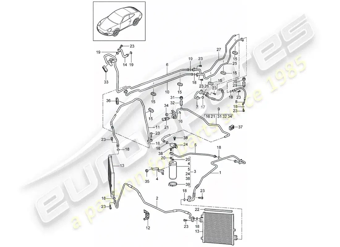 porsche 2009 (997-2) refrigerant circuit parts diagram