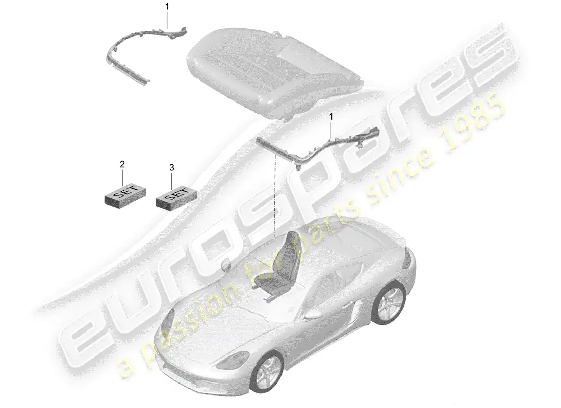 porsche 2019 (718 cayman) padding for seat parts diagram