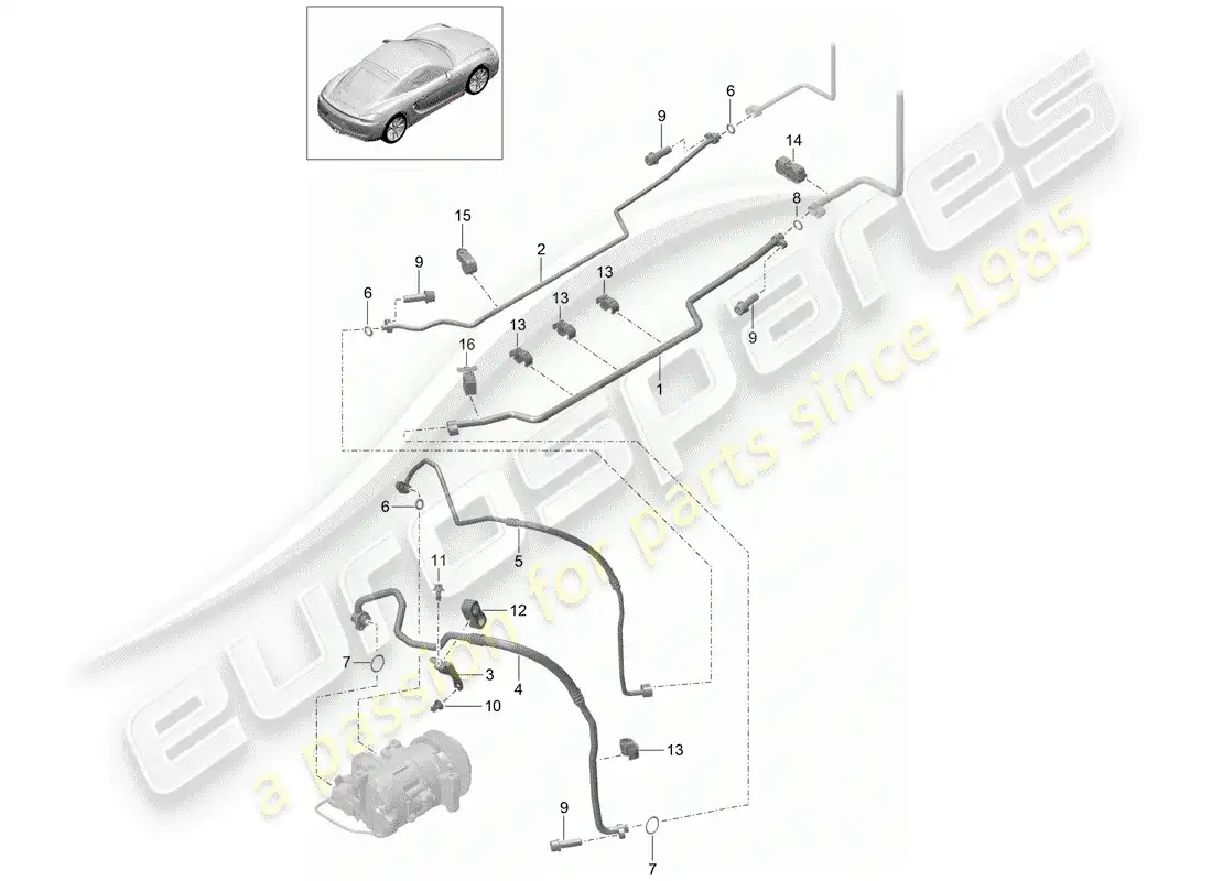 porsche 2015 (981 cayman) refrigerant circuit parts diagram
