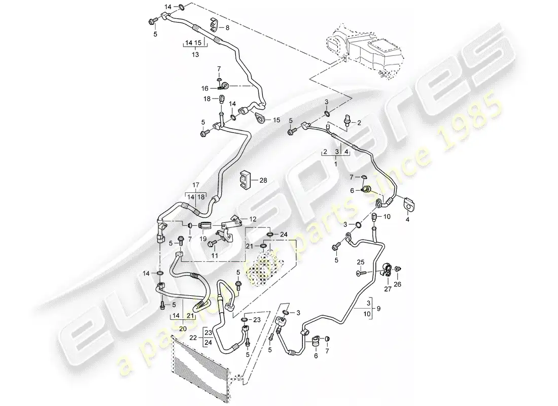porsche 2004 (cayenne e1 9pa) refrigerant circuit parts diagram