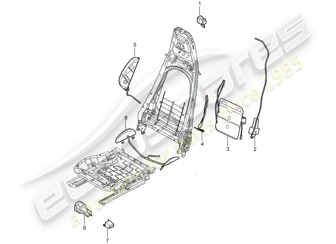 porsche 2007 (997-1 turbo / gt2) lumbar support parts diagram