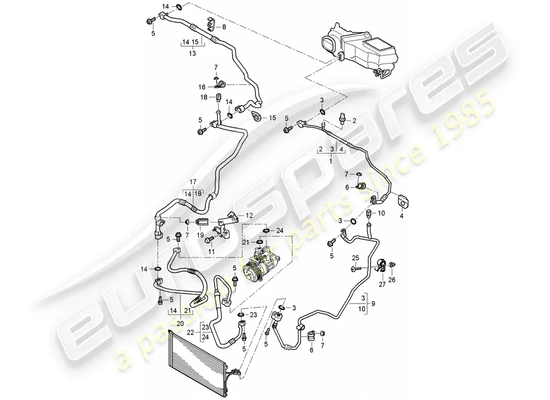 porsche 2007 (cayenne e1 9pa) refrigerant circuit parts diagram