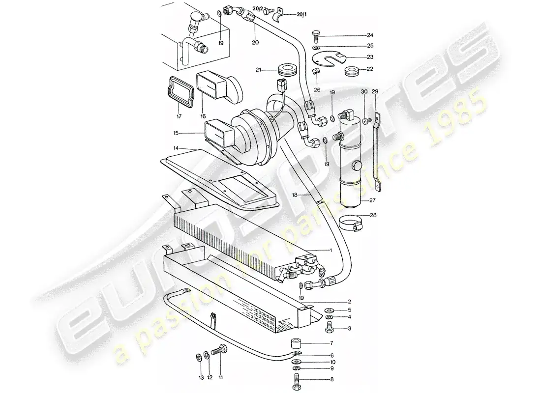porsche 1977 (911) air conditioner - capacitor - lines parts diagram