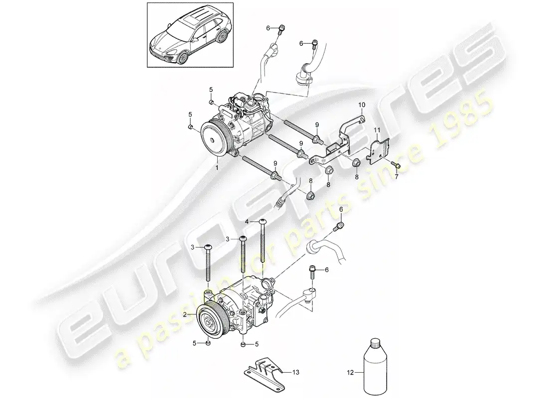 porsche 2016 (cayenne e2 92a) compressor parts diagram