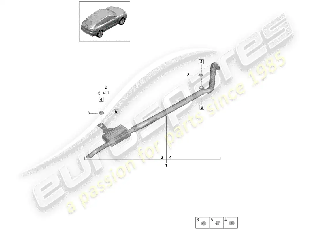 porsche 2020 (macan) exhaust system parts diagram