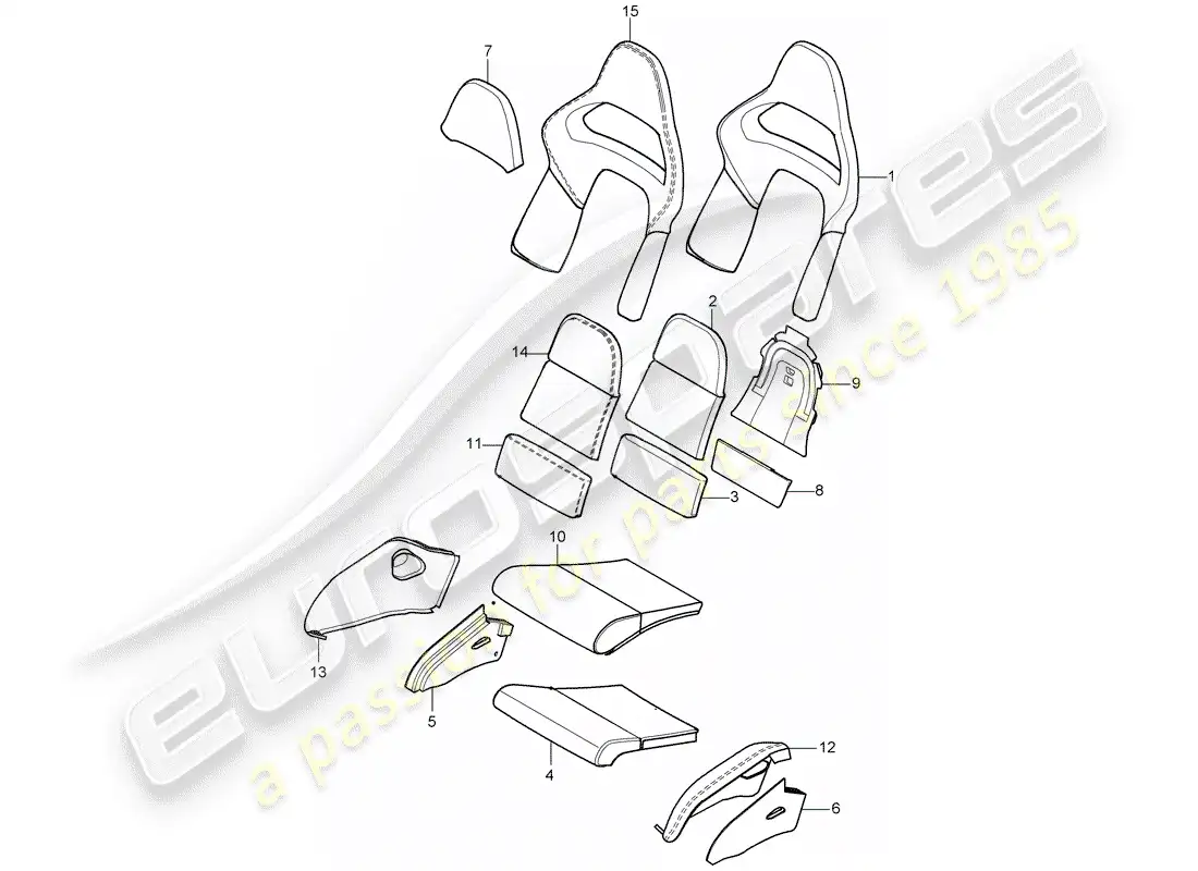 porsche 2007 (997-1 turbo / gt2) foam part parts diagram
