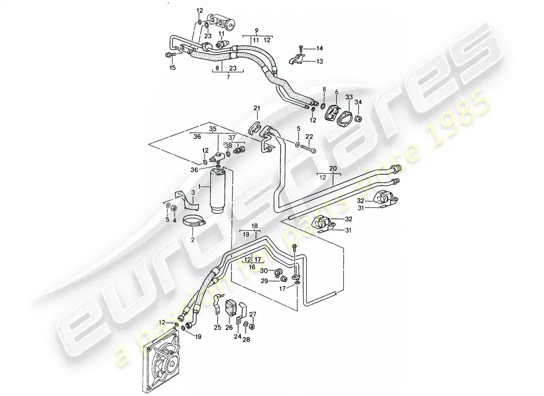 porsche 1997 (993) refrigerant circuit parts diagram