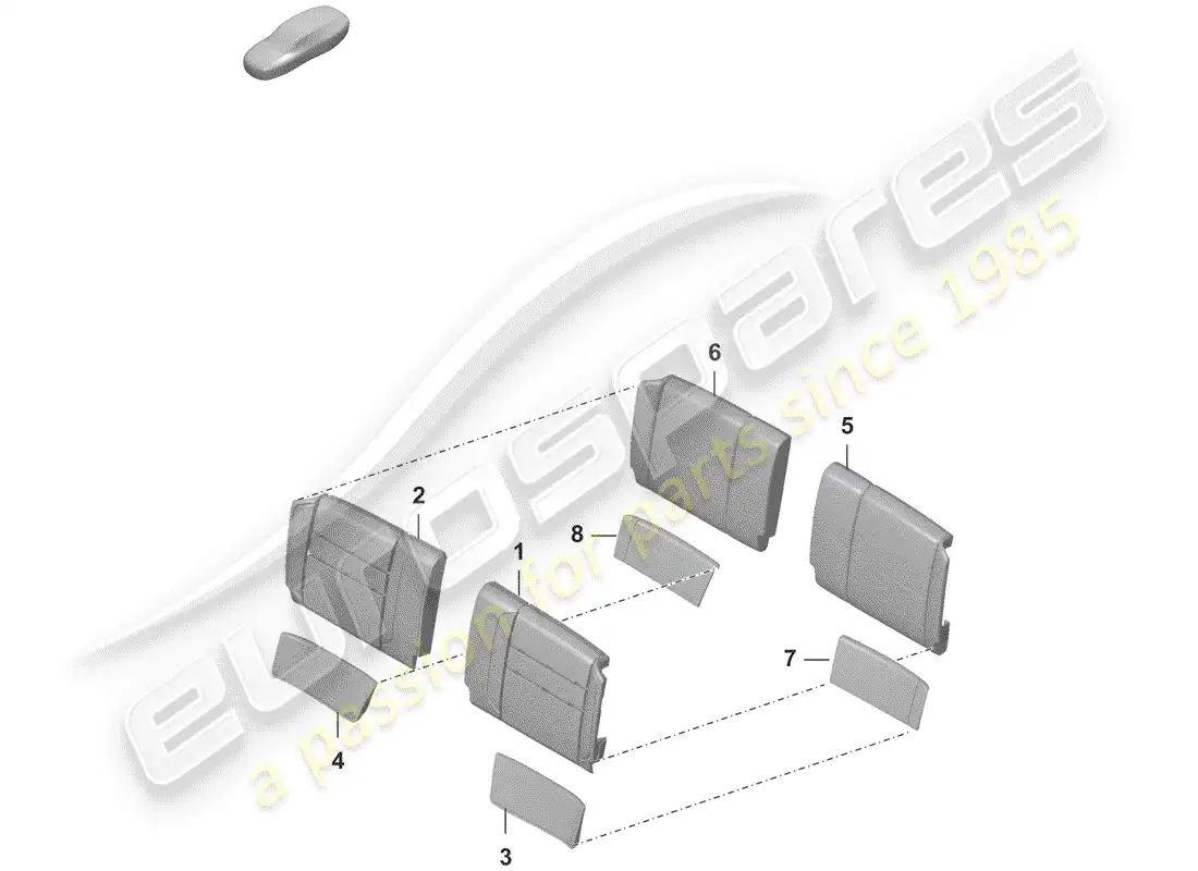 porsche 2020 (992-1) foam part parts diagram