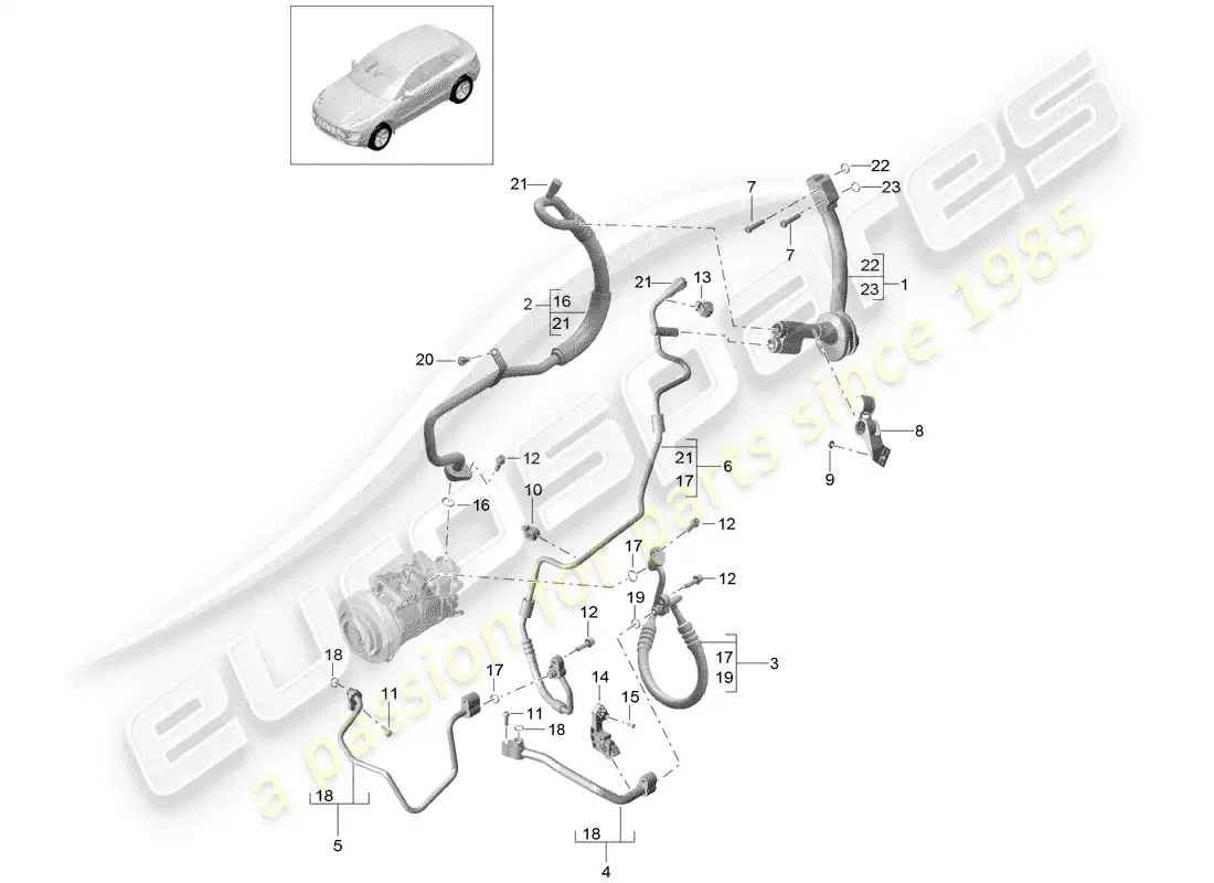 porsche 2014 (macan) refrigerant circuit parts diagram