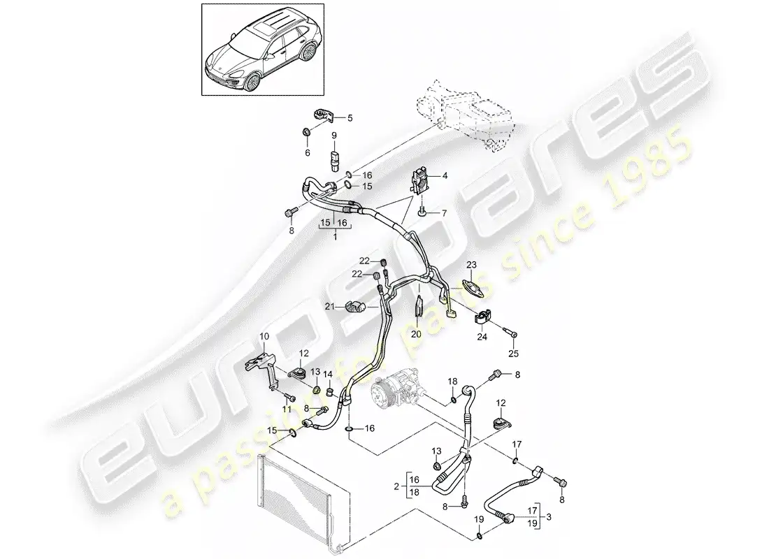 porsche 2014 (cayenne e2 92a) refrigerant circuit part diagram