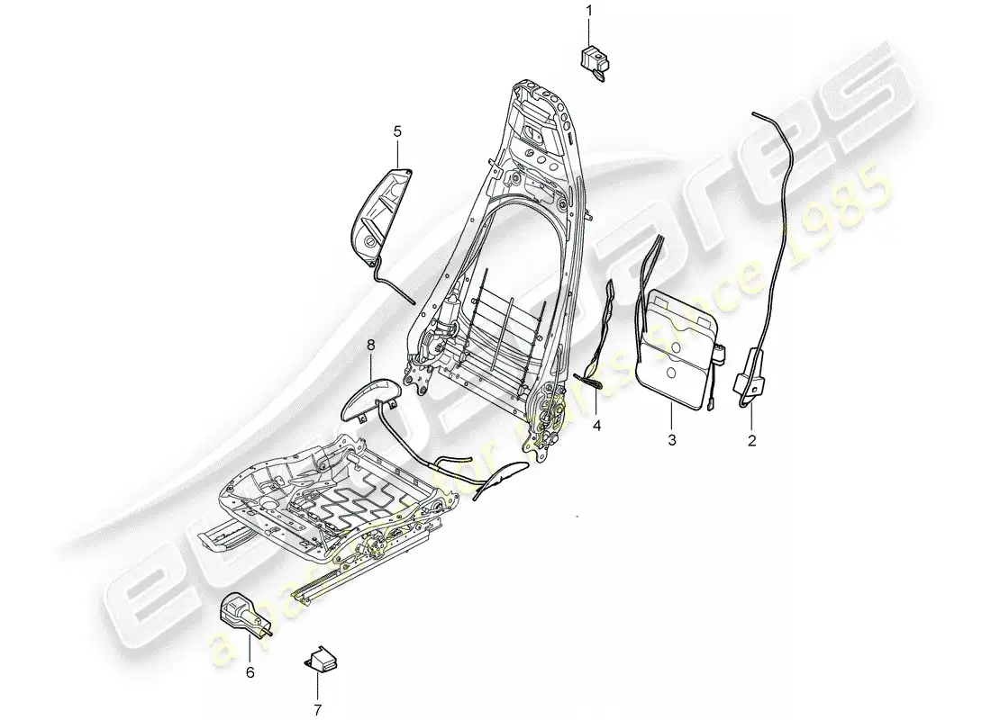 porsche 2007 (997-1 gt3) lumbar support parts diagram
