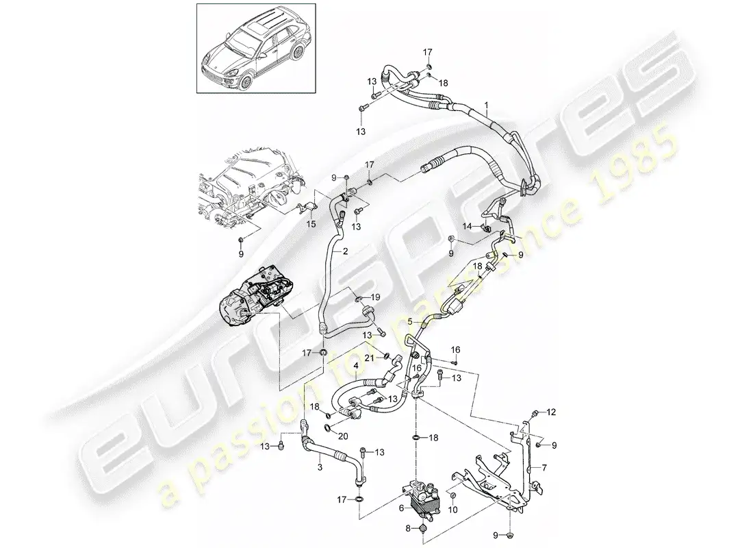 porsche 2014 (cayenne e2 92a) refrigerant circuit part diagram