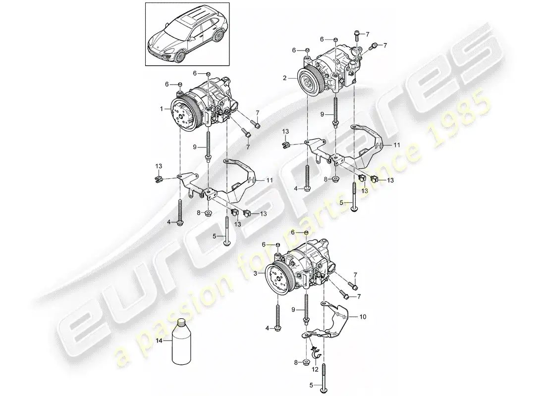 porsche 2014 (cayenne e2 92a) compressor parts diagram