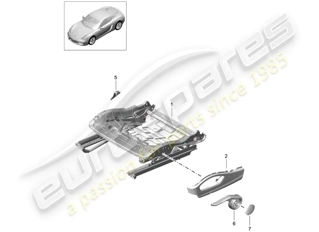 porsche 2016 (981 cayman) seat frame parts diagram