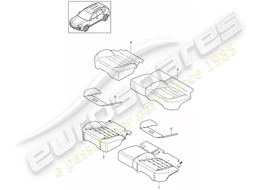 porsche 2013 (cayenne e2 92a) seat cushion parts diagram