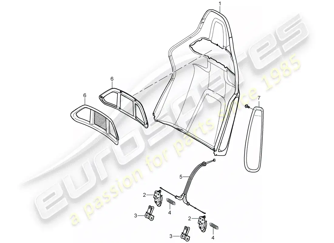 porsche 2009 997-2 turbo / gt2 backrest shell parts diagram