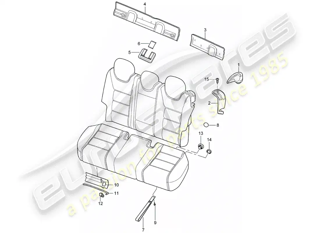 porsche 2010 (cayenne e1 9pa) back seat backrest parts diagram